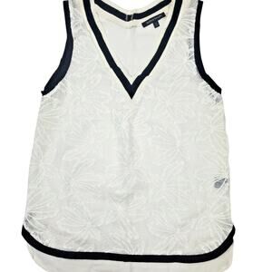 Jealous Tomato Womens Top Sz S White Black Knit Floral Sport Jersey Sheer Mesh